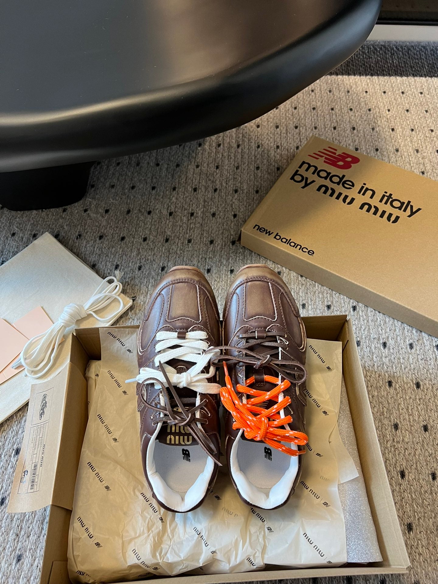 New Balance X Miu Miu 530 SL leather Sneakers, Cinnamon