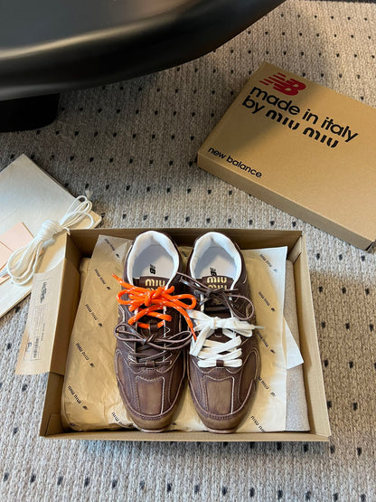 New Balance X Miu Miu 530 SL leather Sneakers, Cinnamon