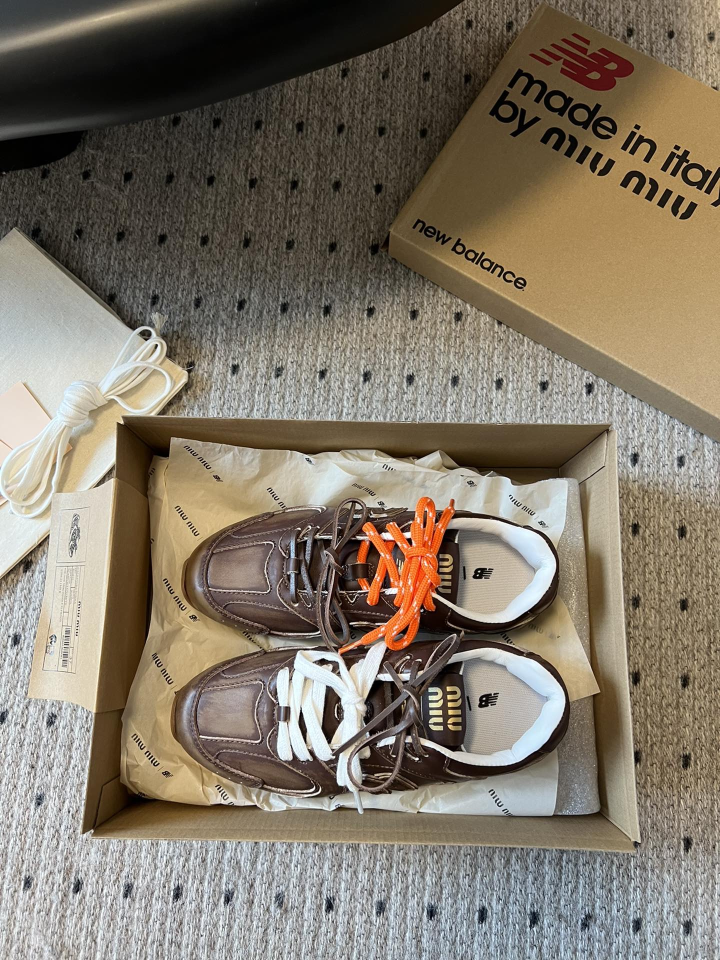 New Balance X Miu Miu 530 SL leather Sneakers, Cinnamon