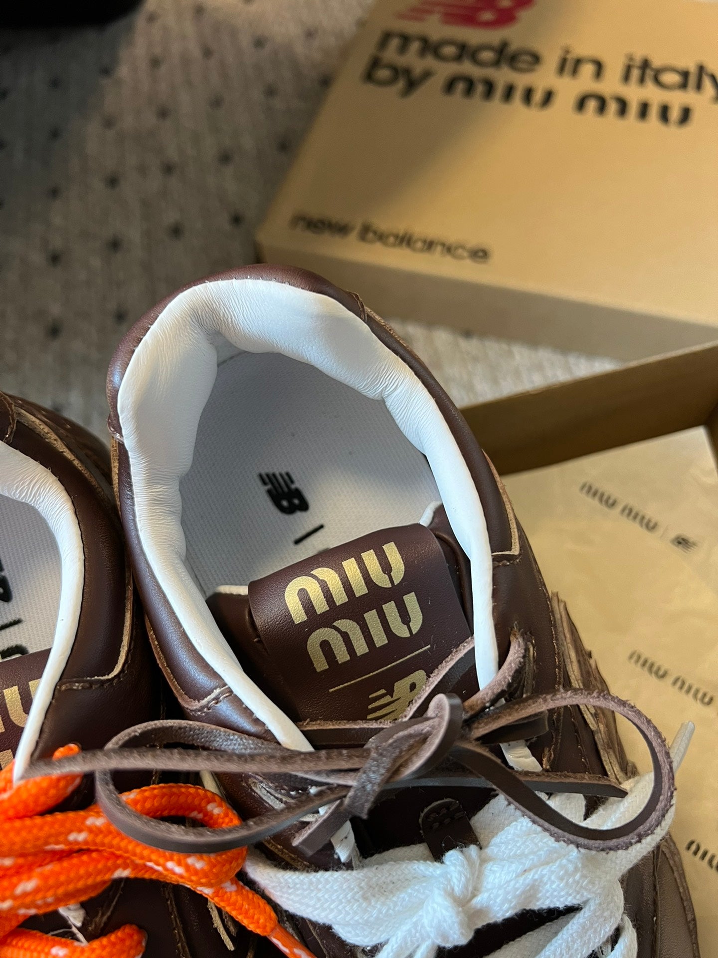 New Balance X Miu Miu 530 SL leather Sneakers, Cinnamon