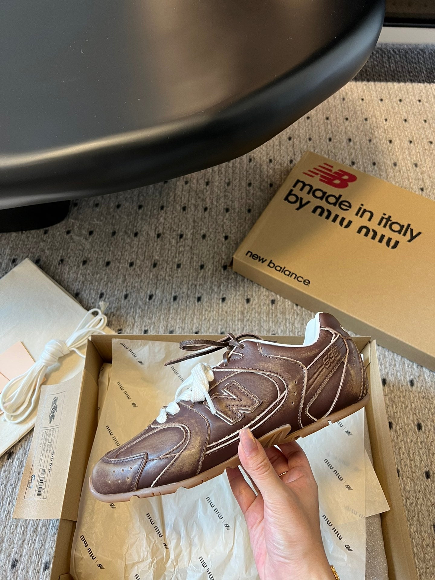 New Balance X Miu Miu 530 SL leather Sneakers, Cinnamon