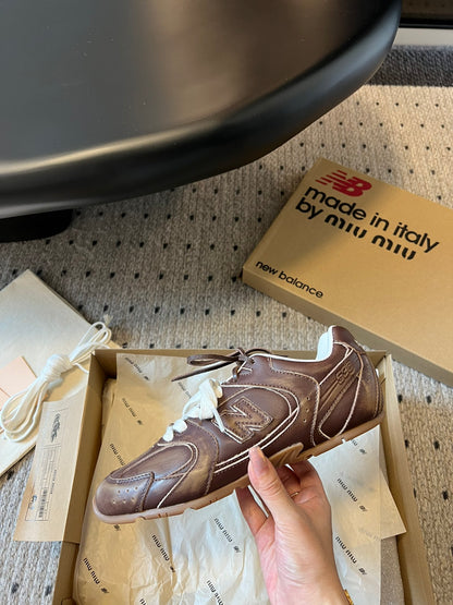 New Balance X Miu Miu 530 SL leather Sneakers, Cinnamon