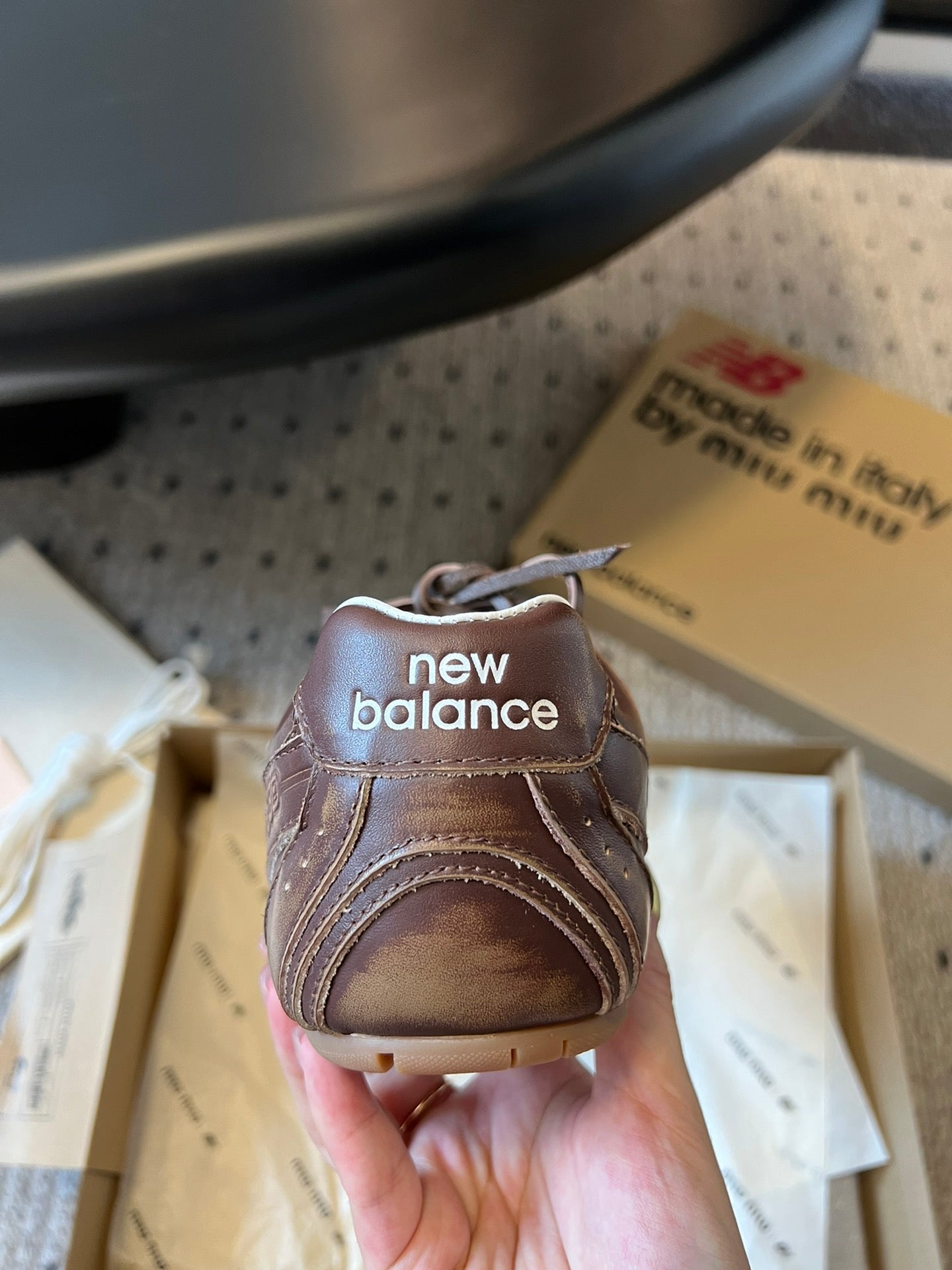 New Balance X Miu Miu 530 SL leather Sneakers, Cinnamon