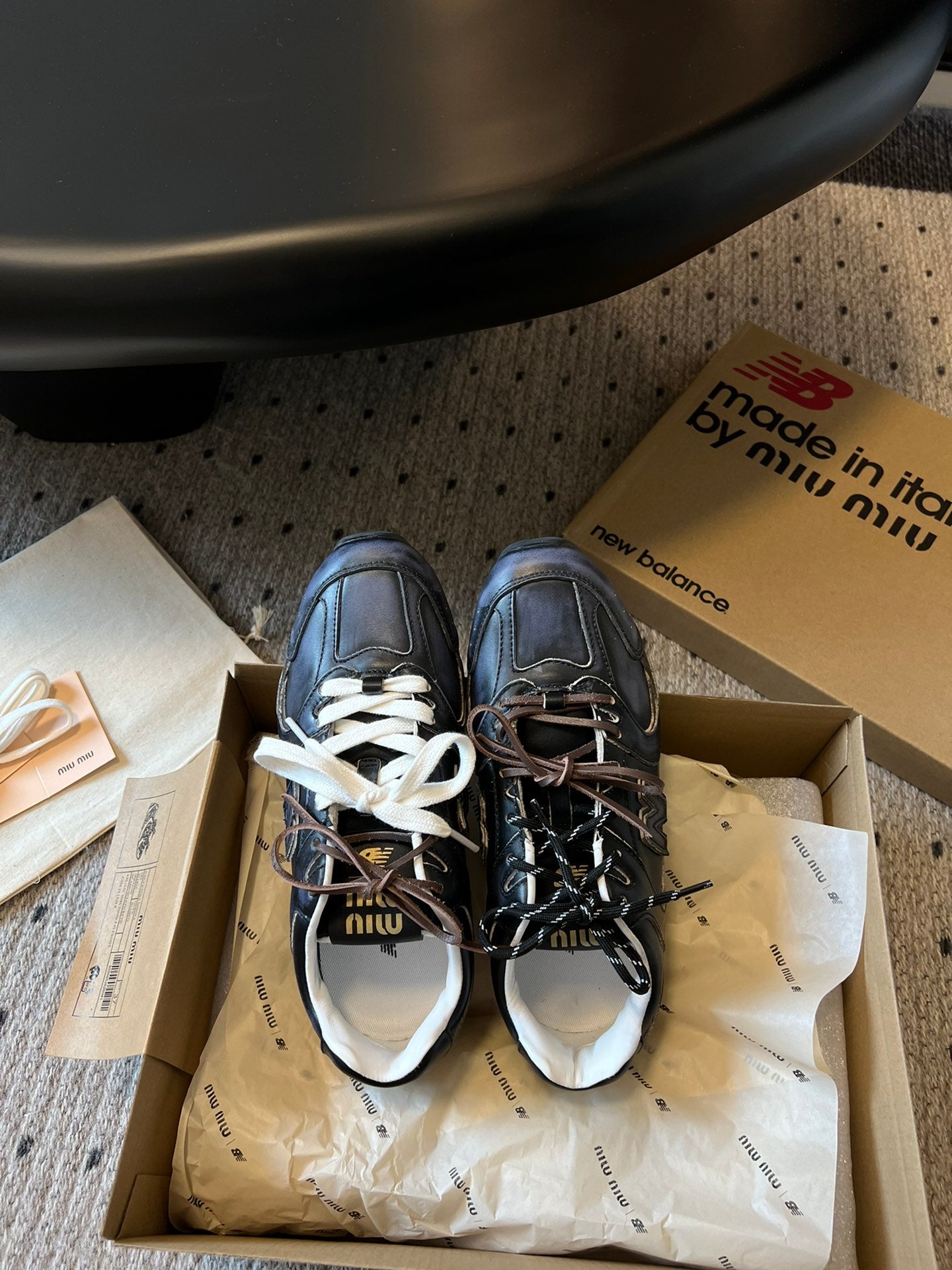 New Balance X Miu Miu 530 SL leather Sneakers, Black