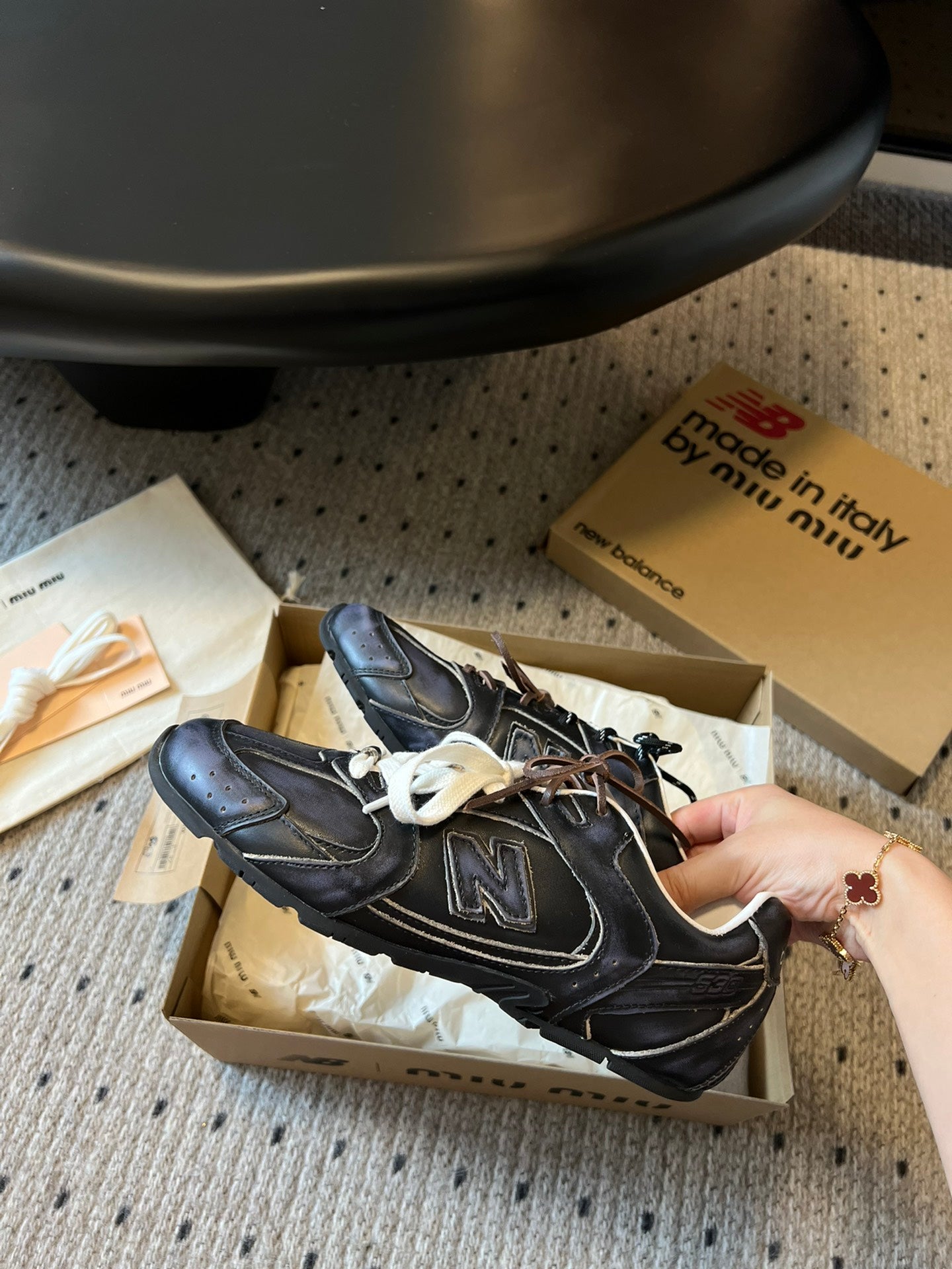 New Balance X Miu Miu 530 SL leather Sneakers, Black