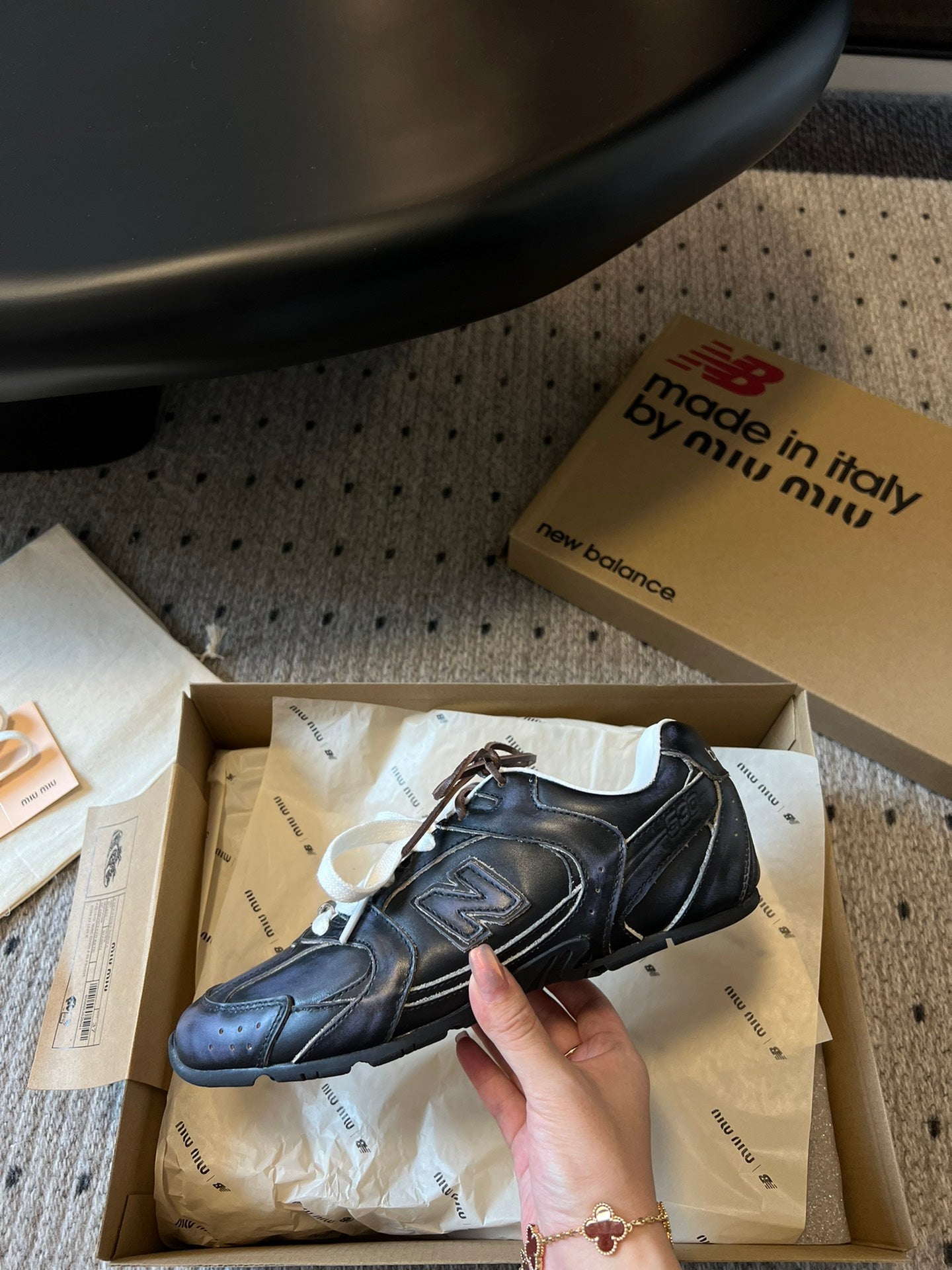 New Balance X Miu Miu 530 SL leather Sneakers, Black