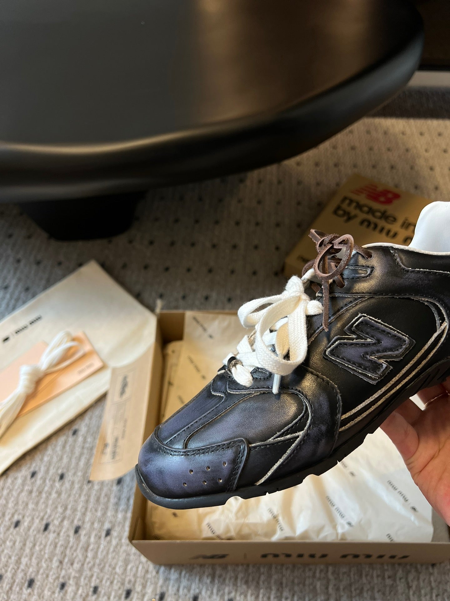 New Balance X Miu Miu 530 SL leather Sneakers, Black