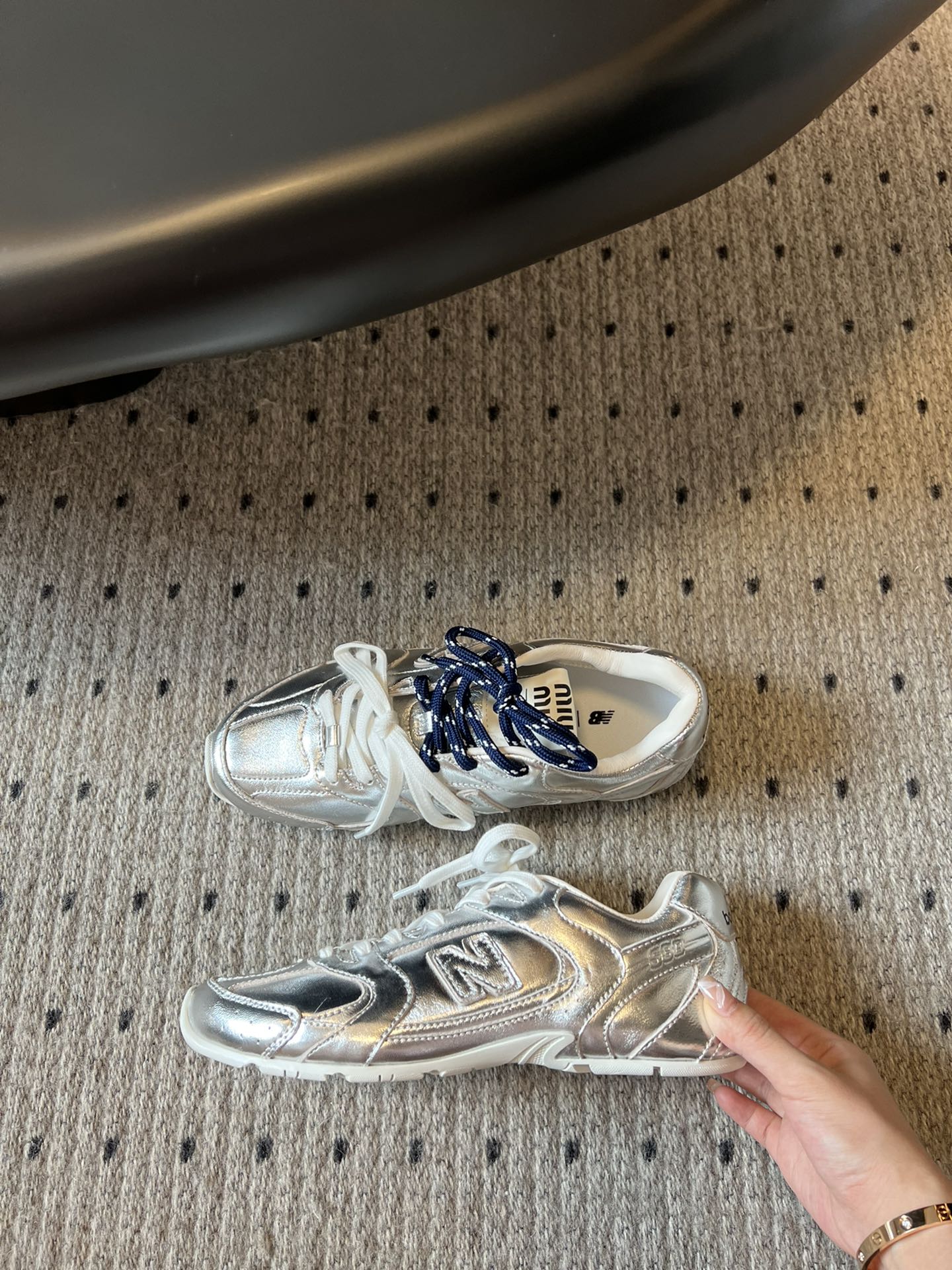 New Balance X Miu Miu 530 SL leather Sneakers, Silver