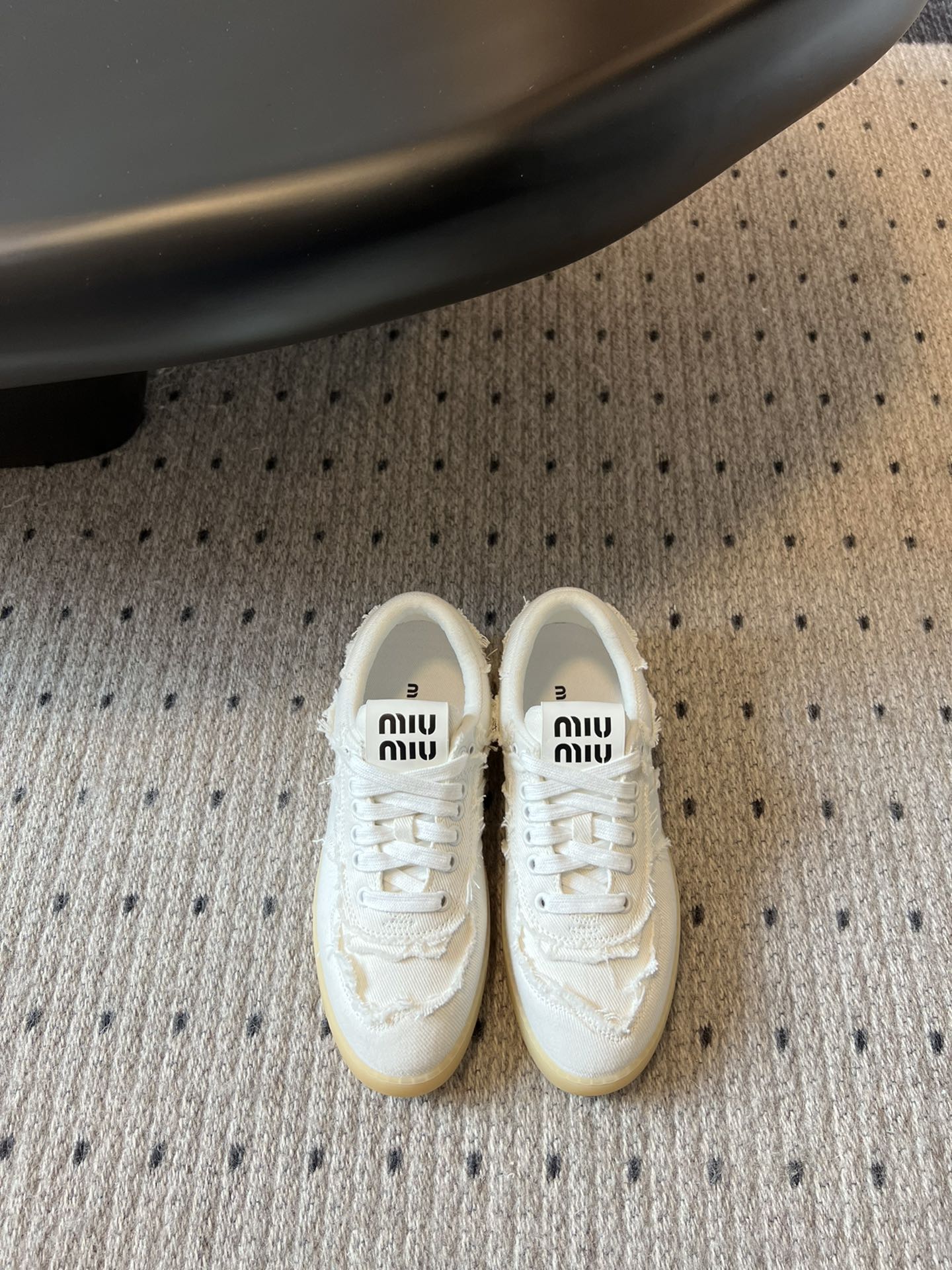 Miu Miu Denim Sneakers, White