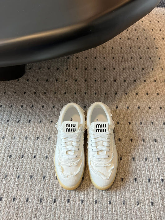 Miu Miu Denim Sneakers, White