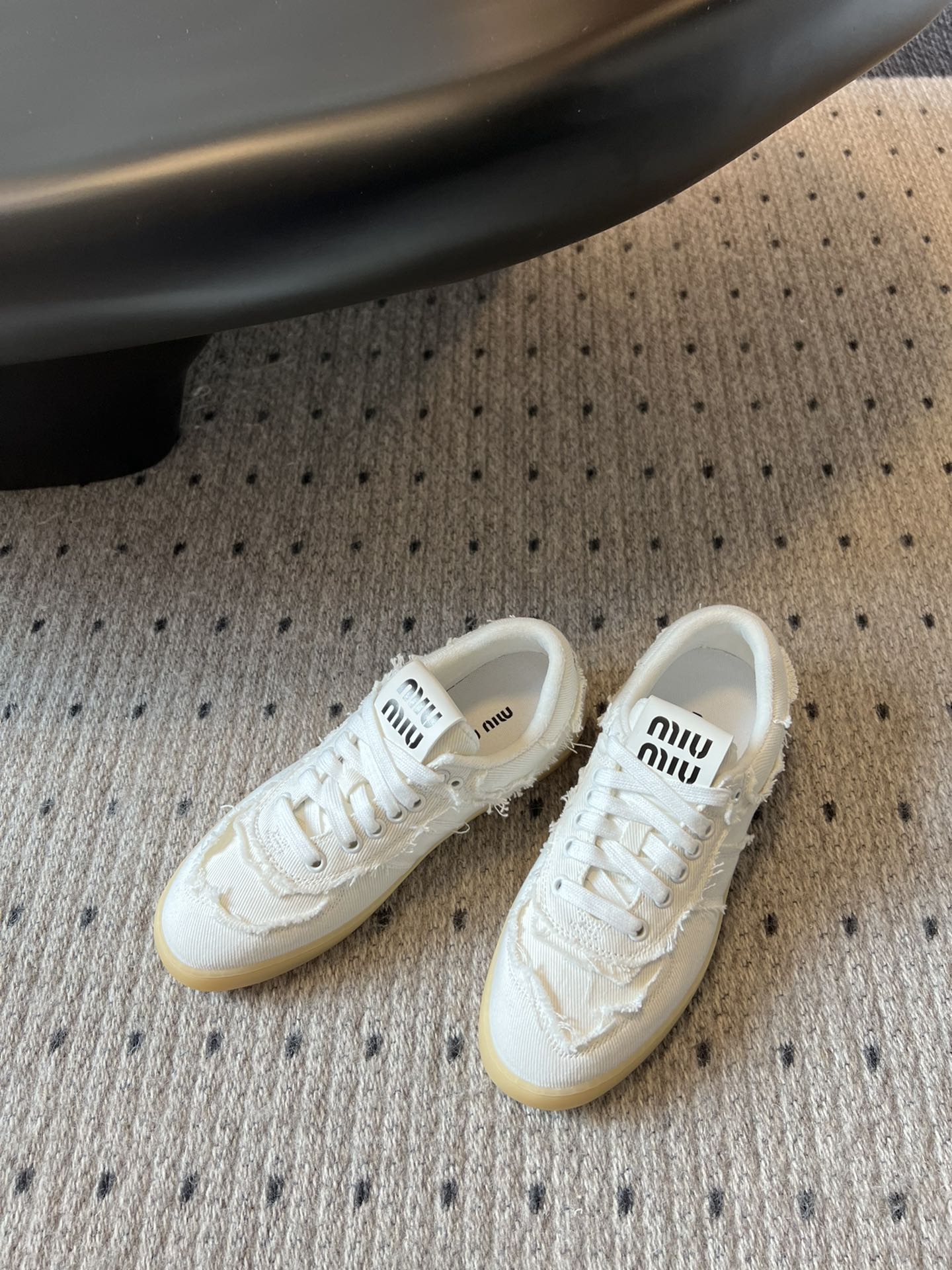 Miu Miu Denim Sneakers, White