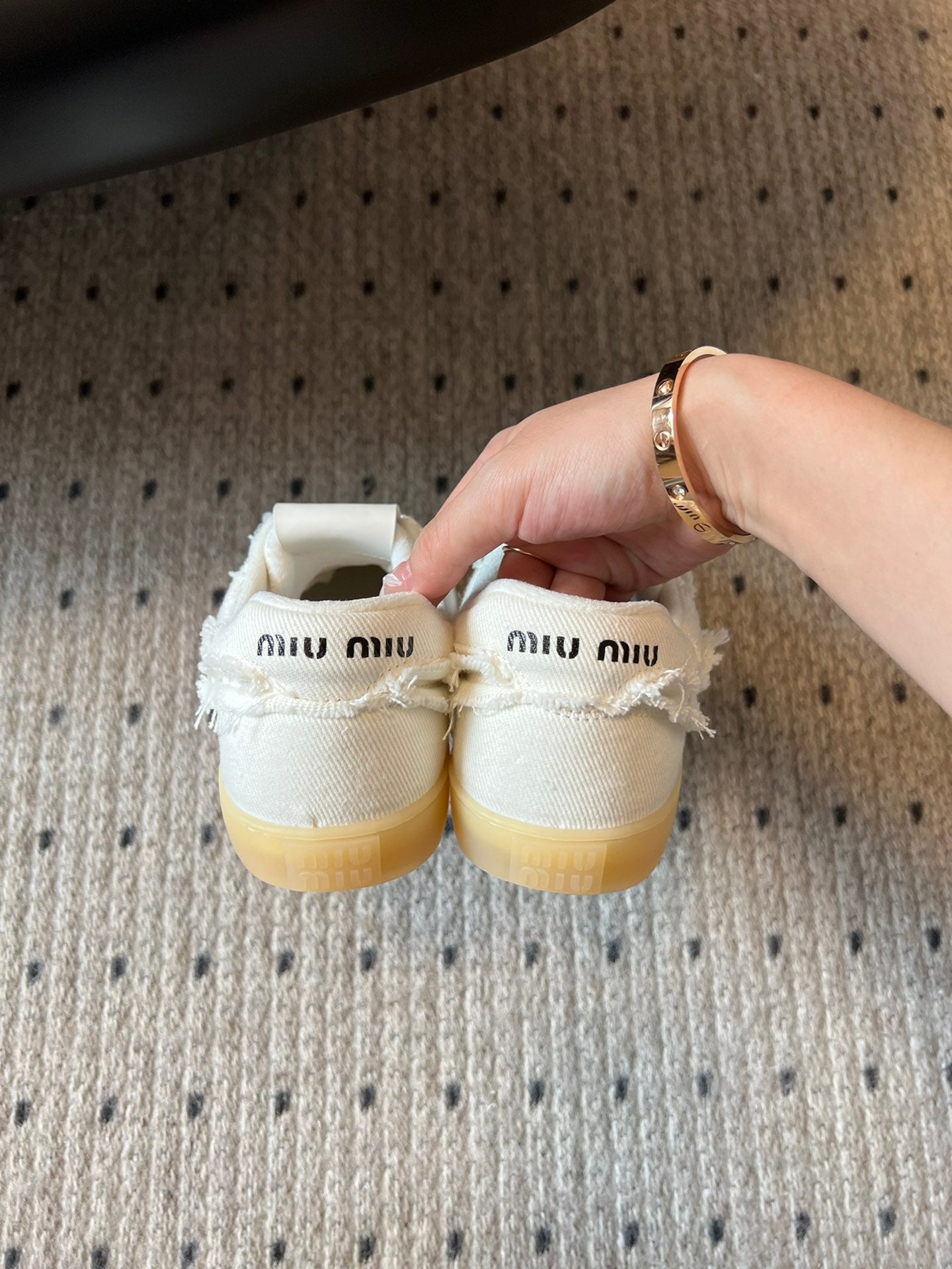 Miu Miu Denim Sneakers, White