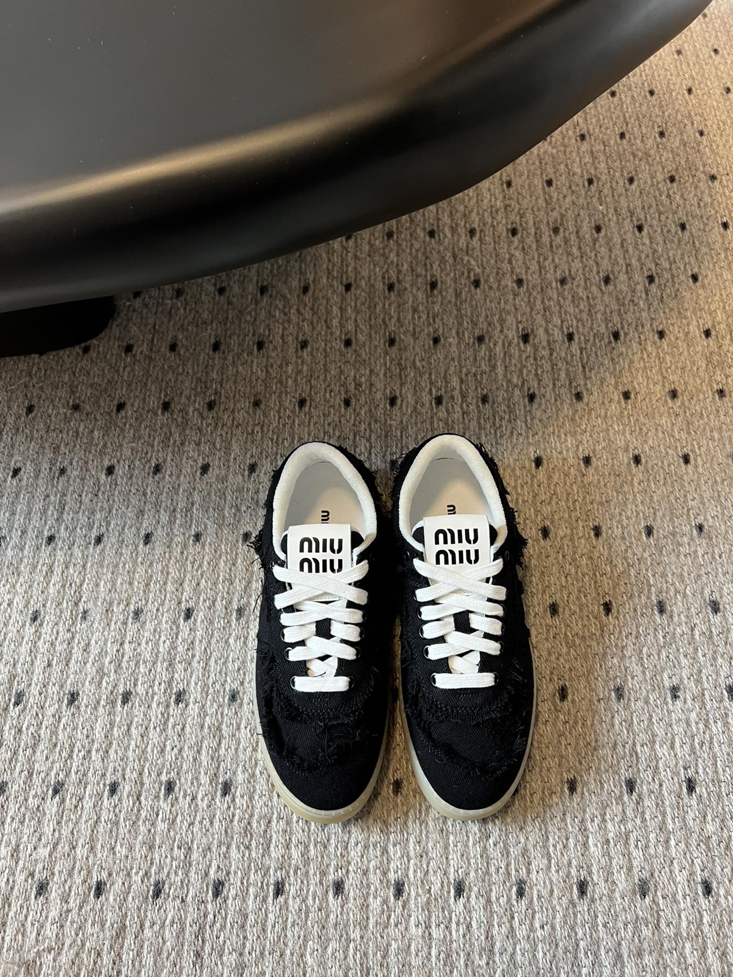 Miu Miu Denim Sneakers, Black