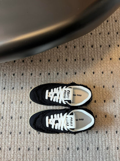Miu Miu Denim Sneakers, Black