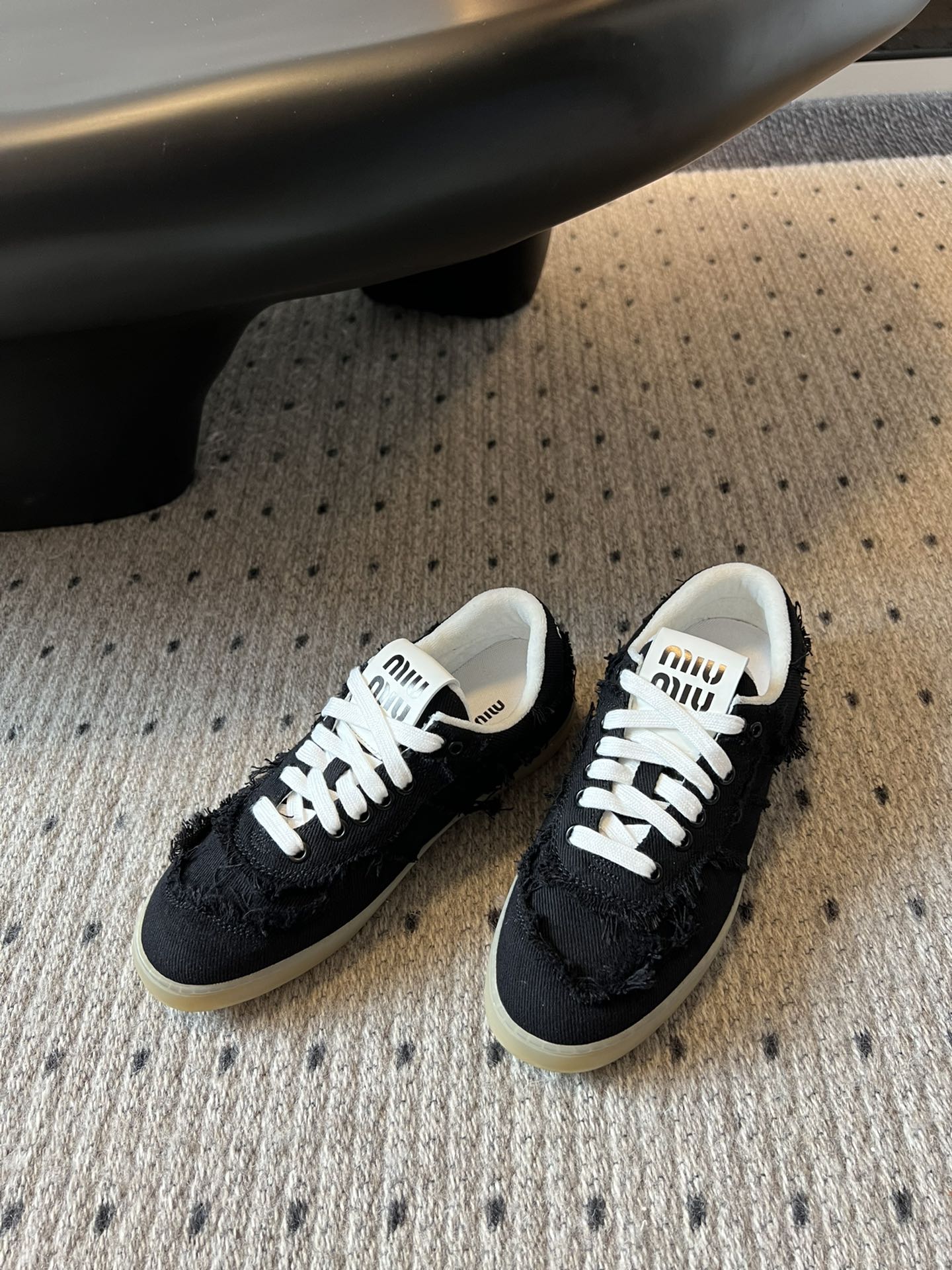 Miu Miu Denim Sneakers, Black