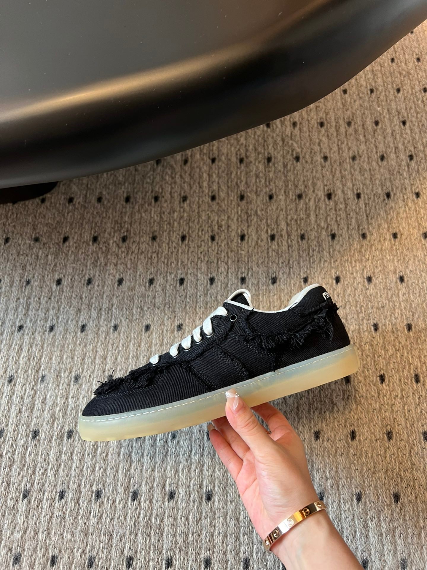 Miu Miu Denim Sneakers, Black