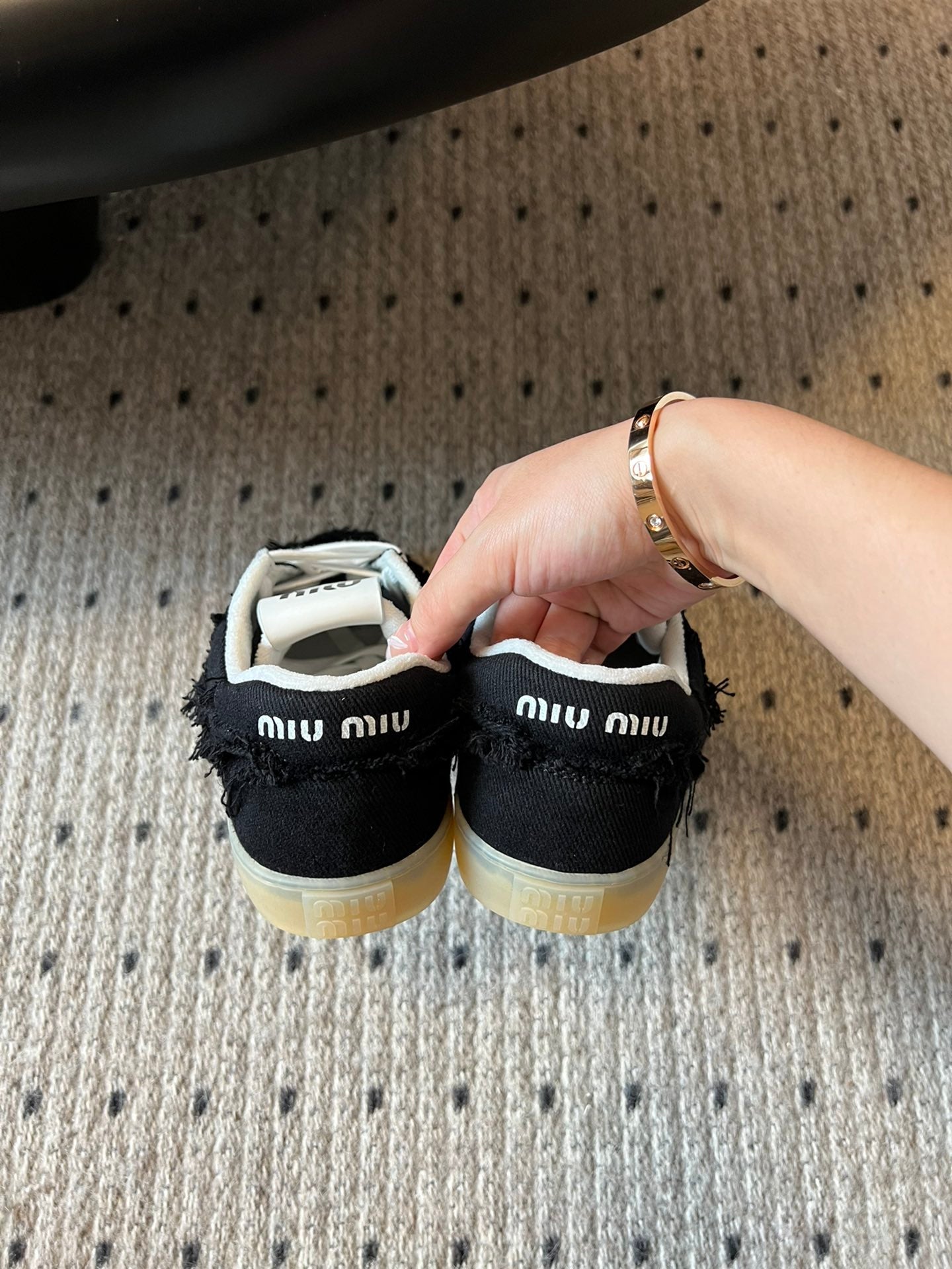 Miu Miu Denim Sneakers, Black