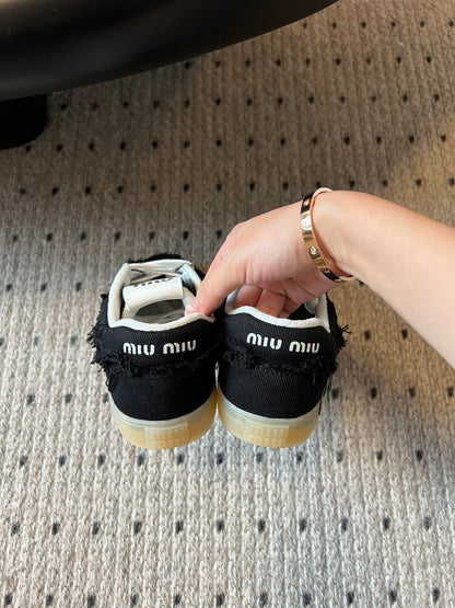 Miu Miu Denim Sneakers, Black