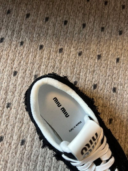 Miu Miu Denim Sneakers, Black