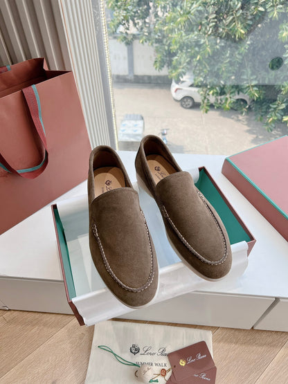 Loro Piana Summer Walk Loafer Suede, Grey Moss