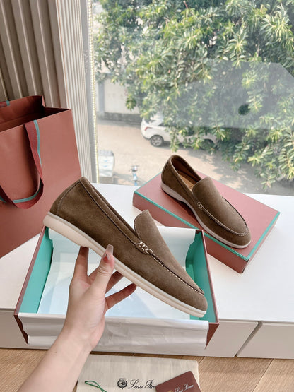 Loro Piana Summer Walk Loafer Suede, Grey Moss