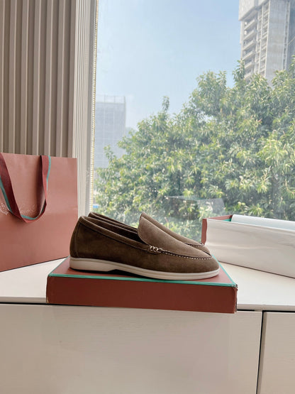 Loro Piana Summer Walk Loafer Suede, Grey Moss