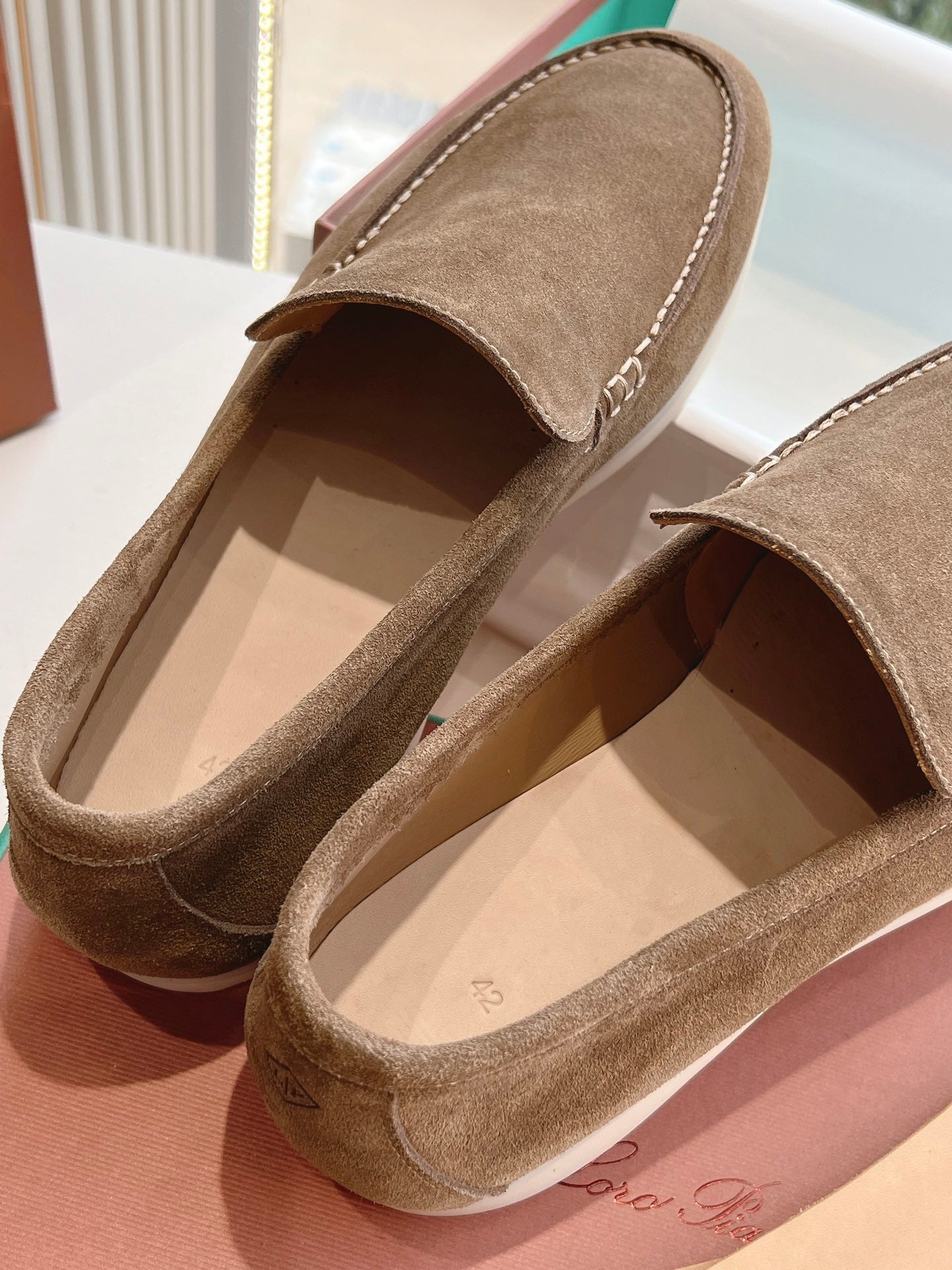 Loro Piana Summer Walk Loafer Suede, Grey Moss