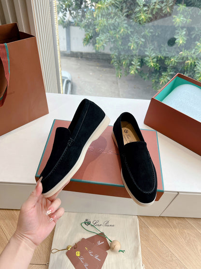 Loro Piana Summer Walk Loafer Suede, Black