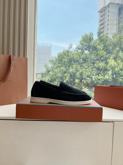 Loro Piana Summer Walk Loafer Suede, Black