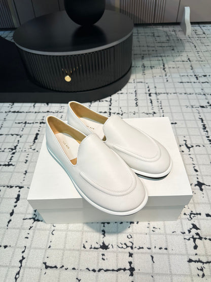The Row Canal Loafer in Leather, Off-White
