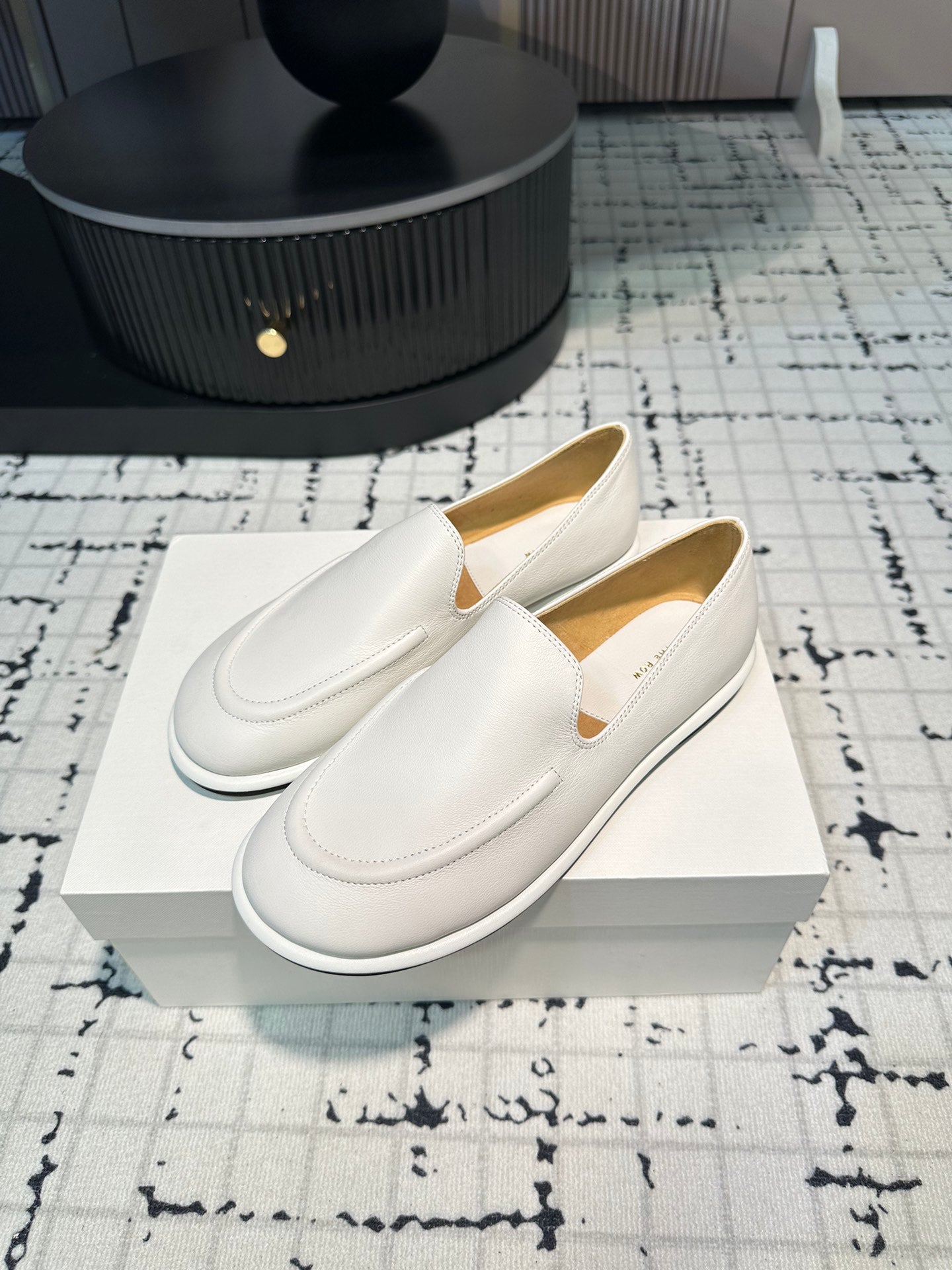 The Row Canal Loafer in Leather, Off-White