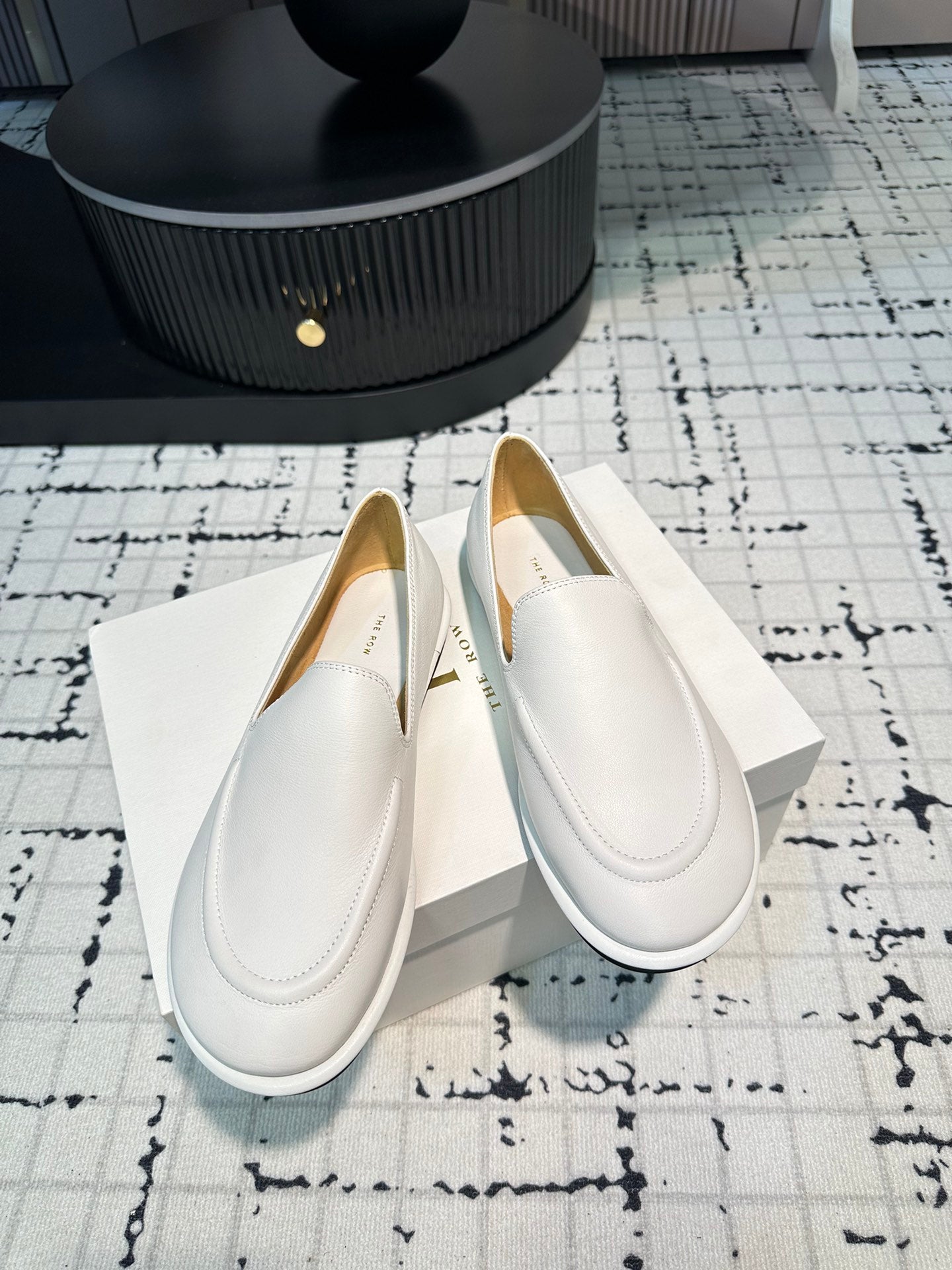 The Row Canal Loafer in Leather, Off-White