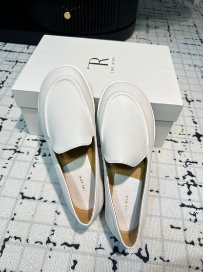 The Row Canal Loafer in Leather, Off-White