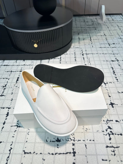 The Row Canal Loafer in Leather, Off-White