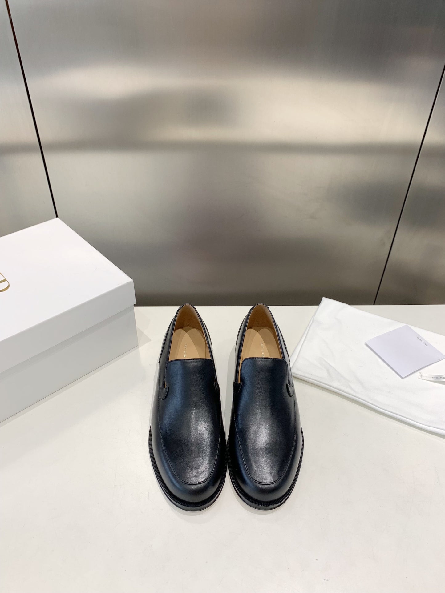 The Row Enzo Loafers, Black