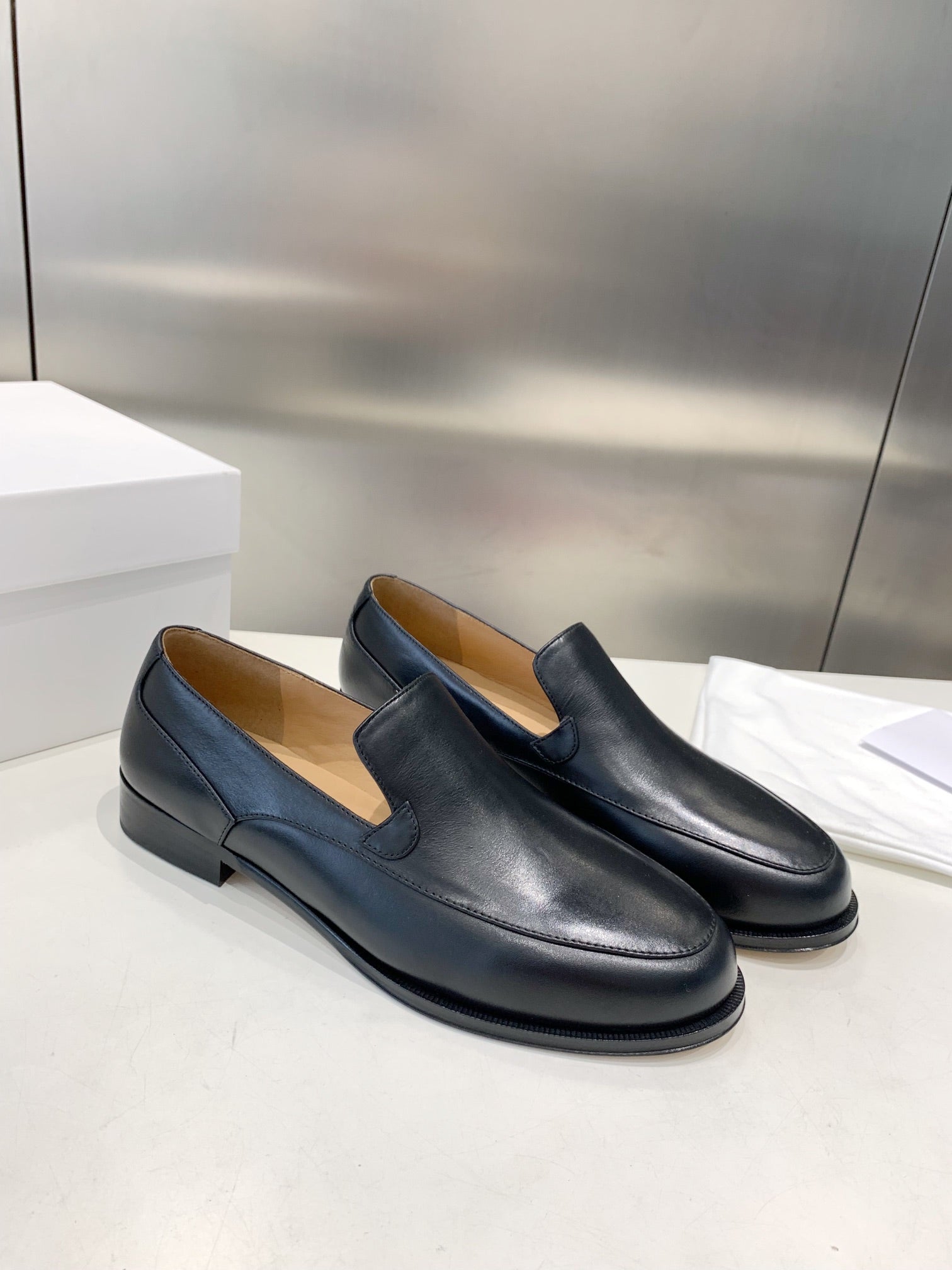 The Row Enzo Loafers, Black