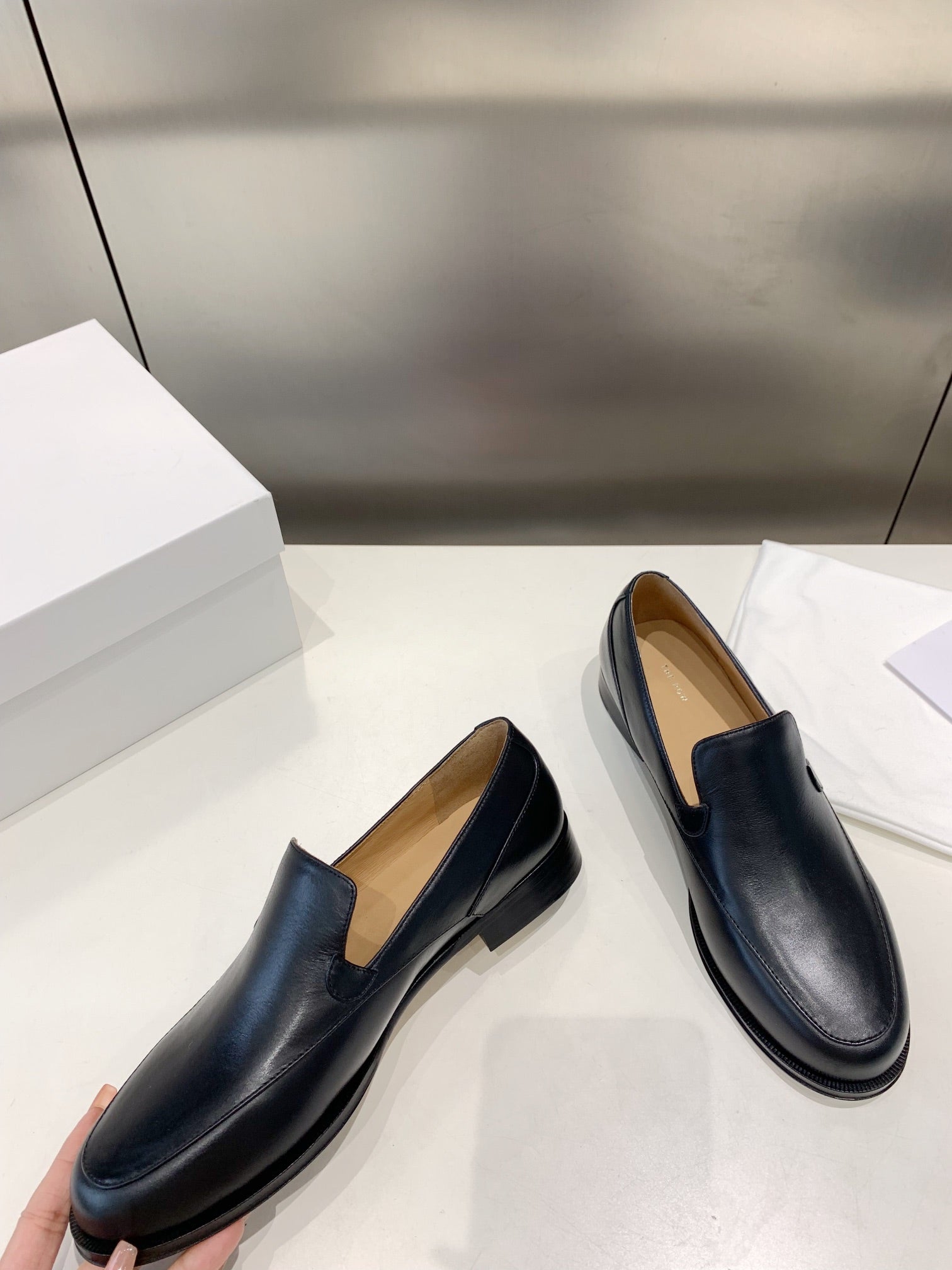 The Row Enzo Loafers, Black