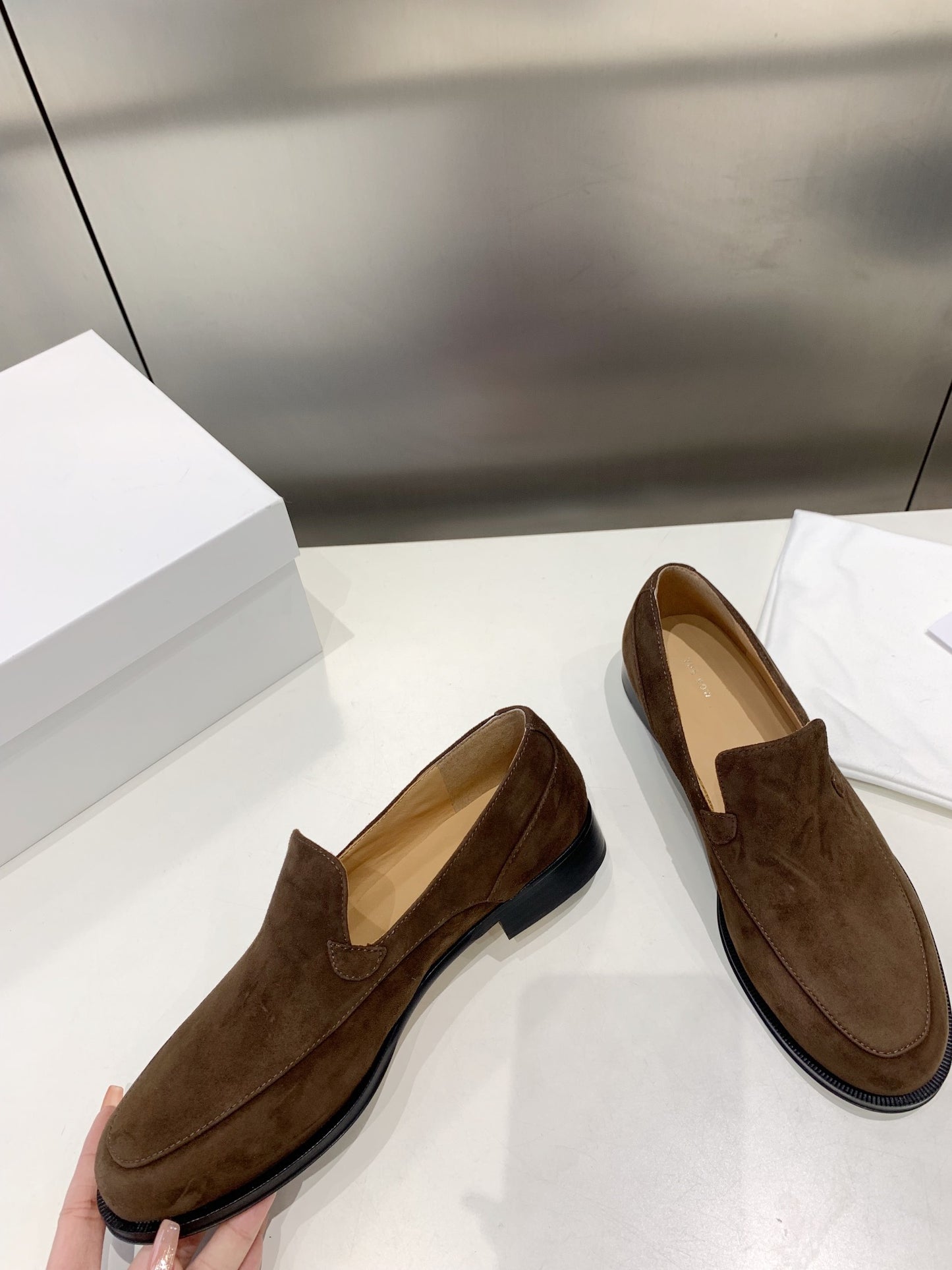 The Row Suede moccasin, Brown