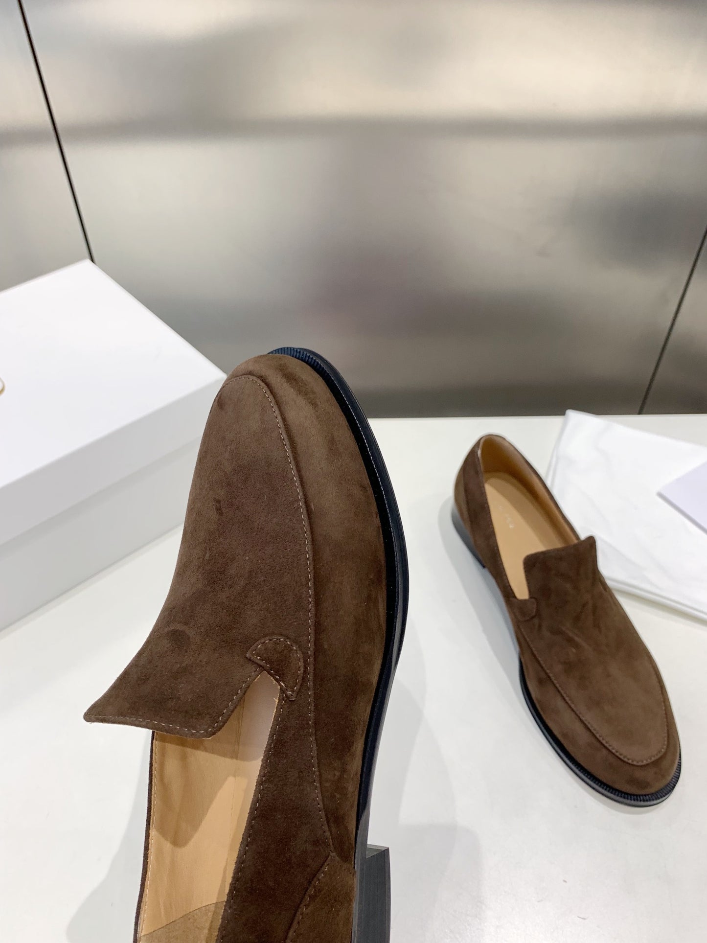 The Row Suede moccasin, Brown