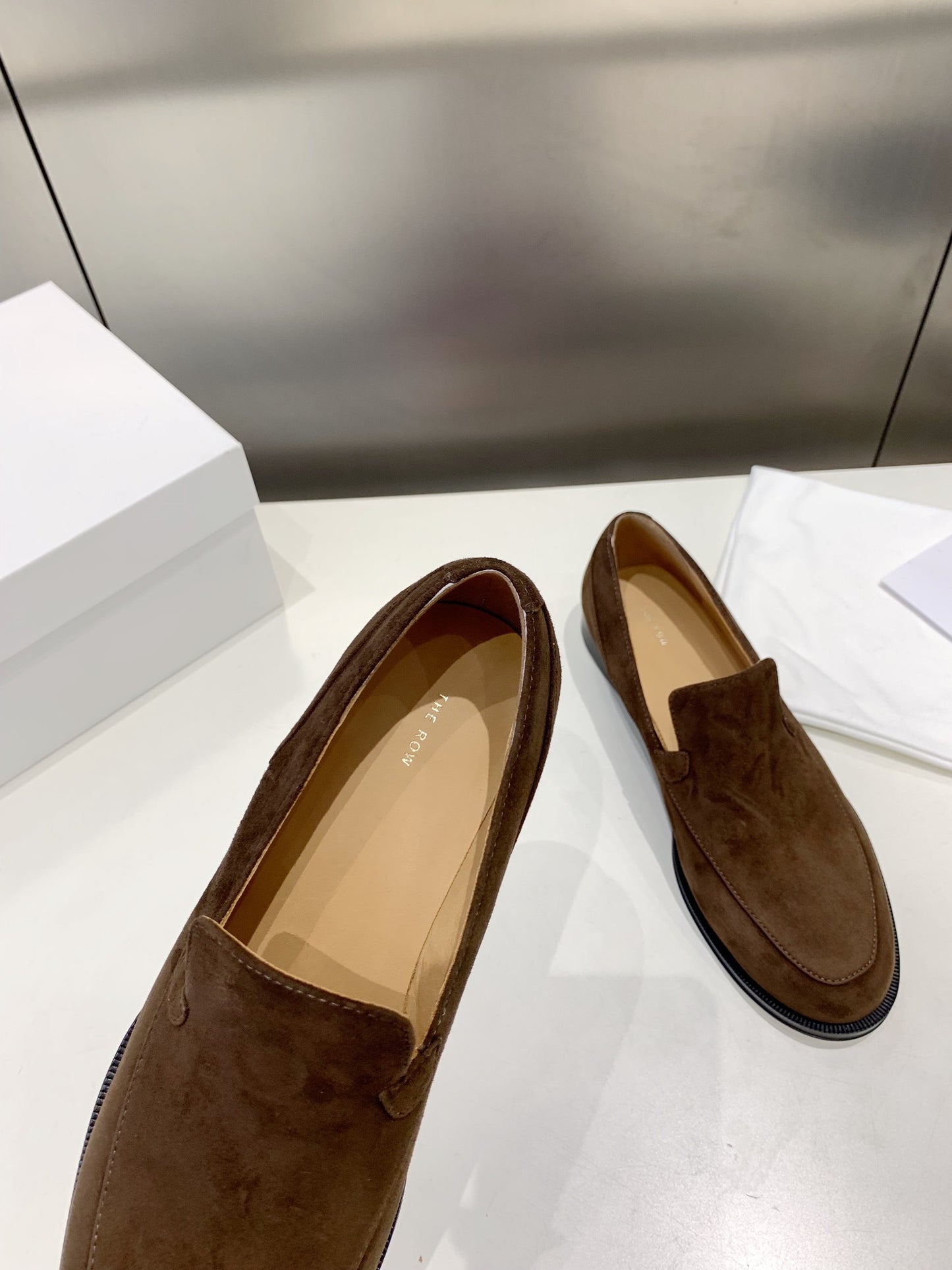 The Row Suede moccasin, Brown