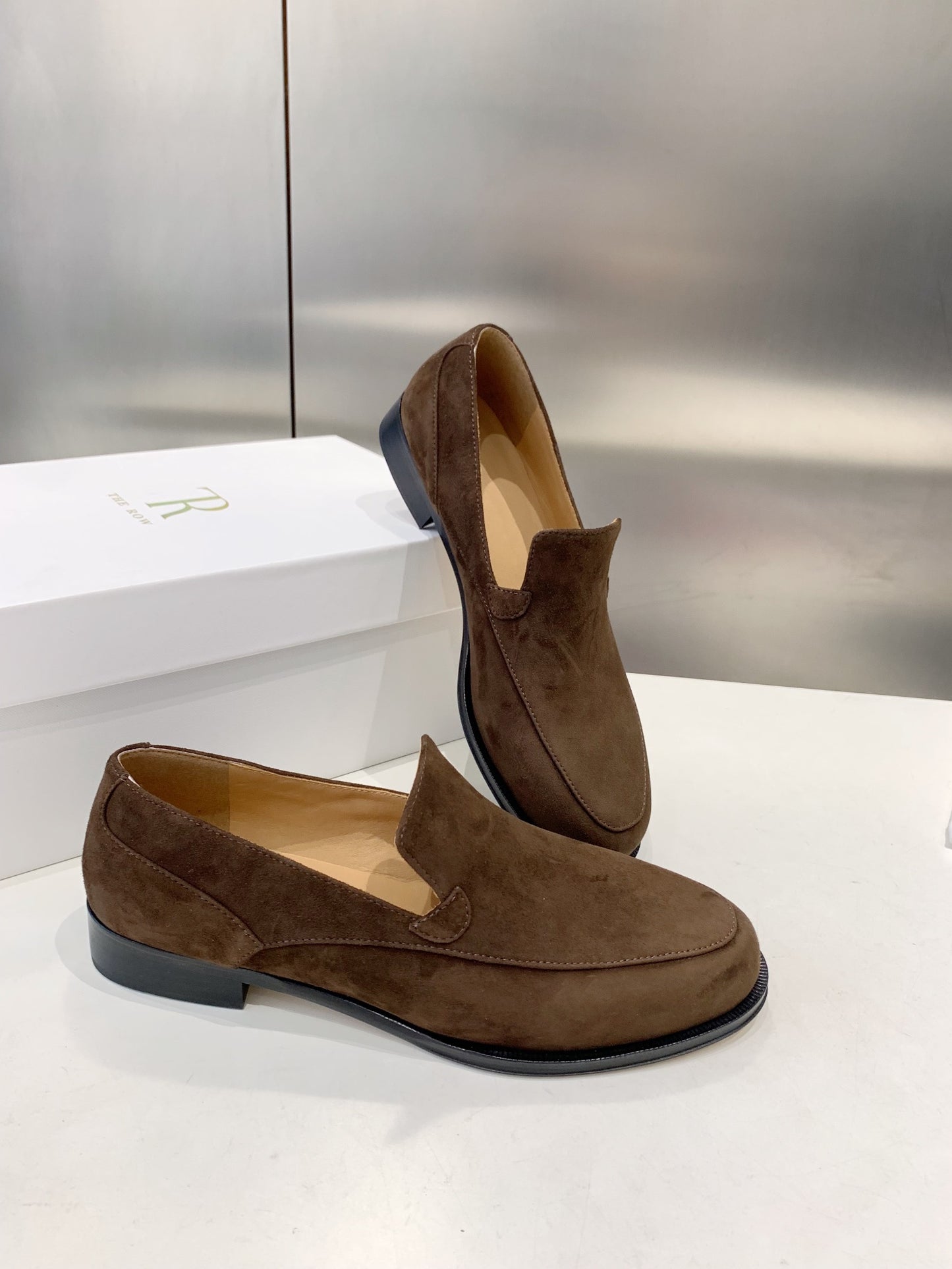 The Row Suede moccasin, Brown