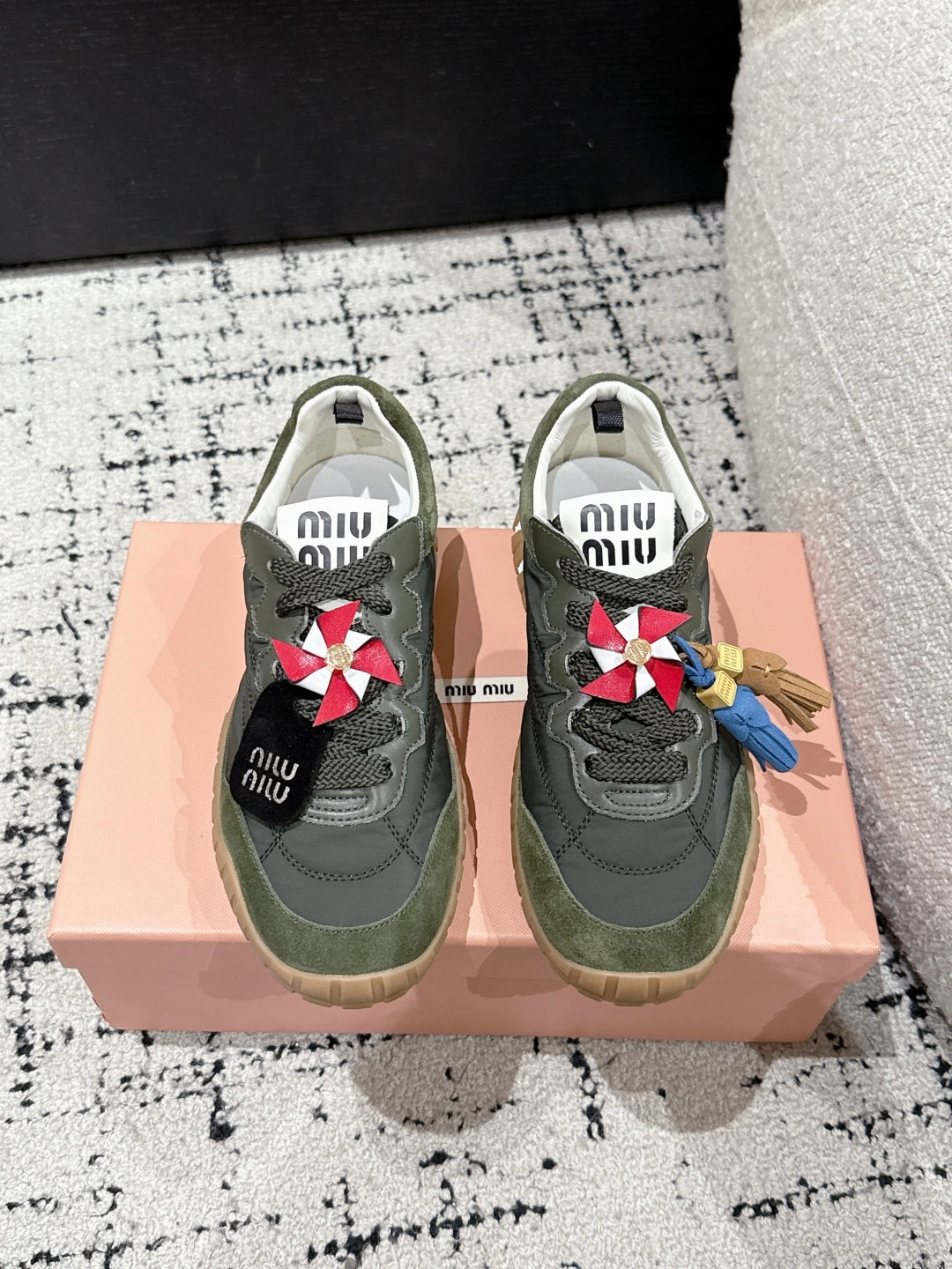 Miu Miu Tyre Trainer, Forest Green