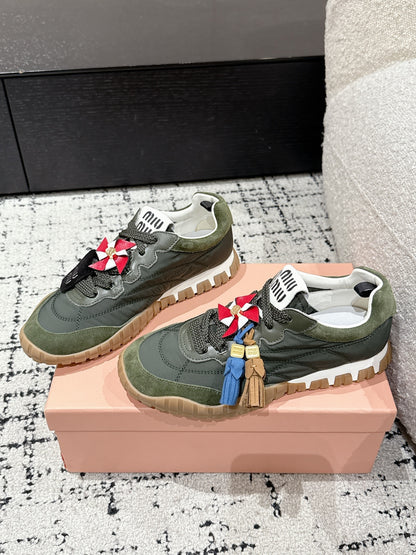 Miu Miu Tyre Trainer, Forest Green