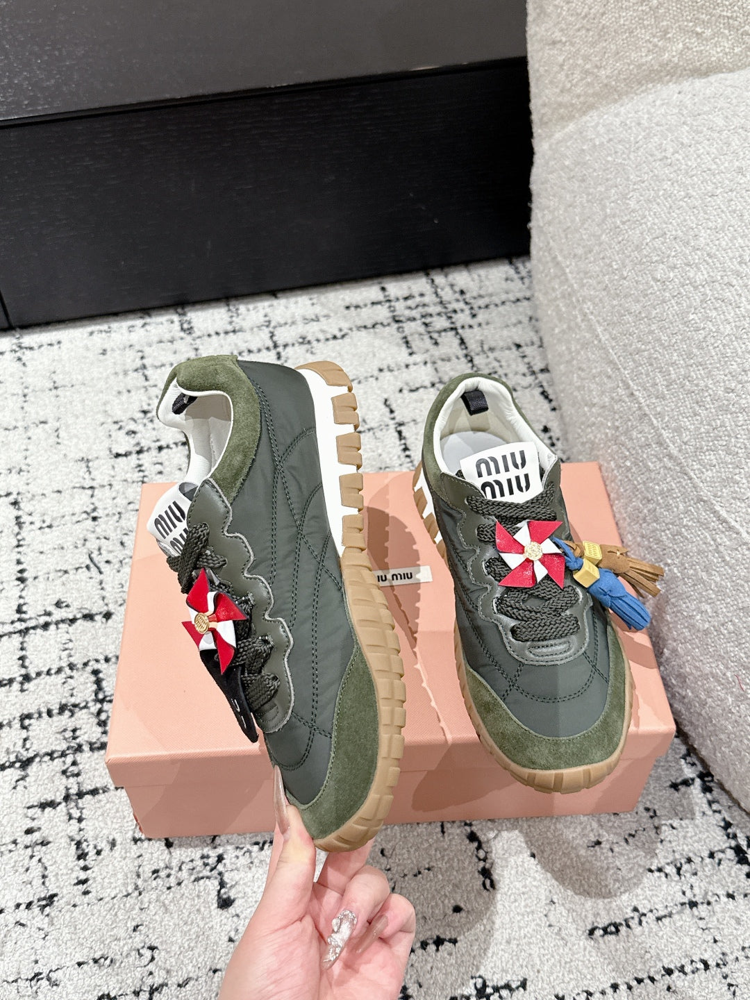 Miu Miu Tyre Trainer, Forest Green