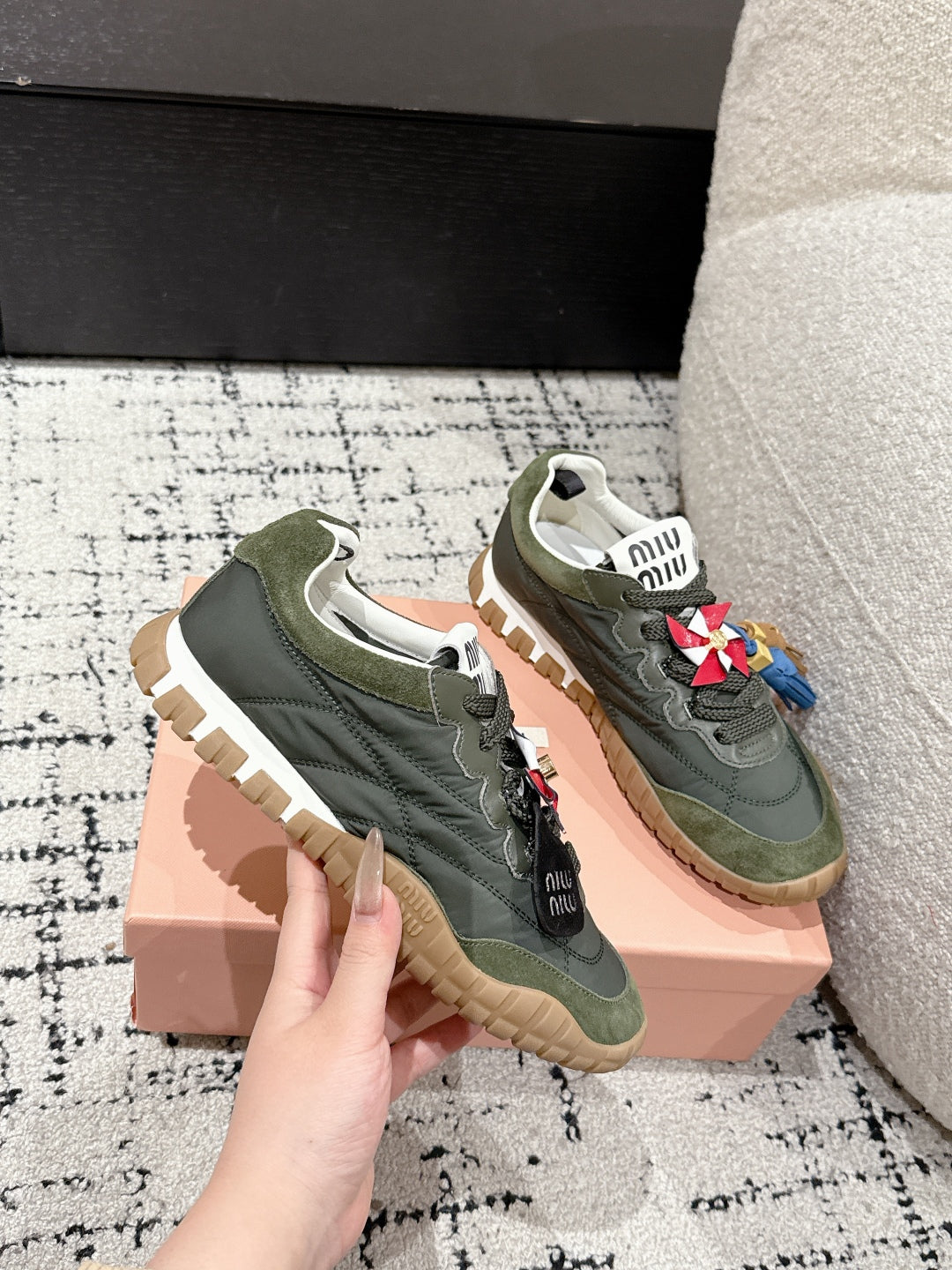 Miu Miu Tyre Trainer, Forest Green