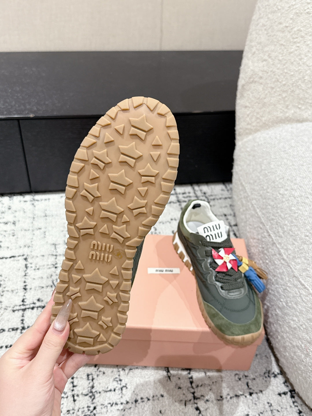 Miu Miu Tyre Trainer, Forest Green